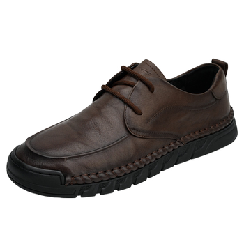 Seven wolf lace-up men's toe-layer cowhide casual leather shoes