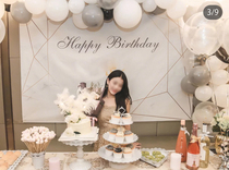 ins marble background cloth Baby full moon 100-year-old birthday party poster wall dessert table customization