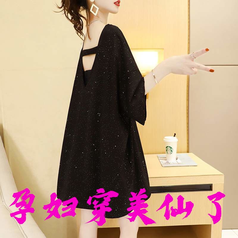 Pregnant women expose T - shirt short sleeves short - sleeve 2021 new loose large size pregnant mother half - sleeve tide