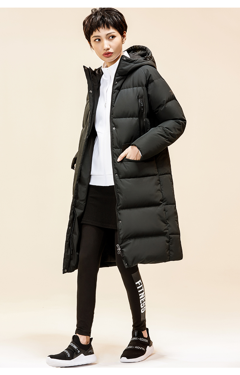 [关 same cùng đoạn] Anta down jacket nữ dài phần mùa thu 2019 áo khoác mới trùm đầu ấm áp cho nữ - Thể thao xuống áo khoác —