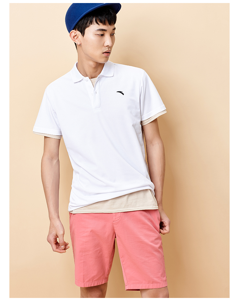 Áo thun nam tay ngắn Anta mùa thu trắng 2019 mới lửng khô nhanh quần lửng thể thao nửa áo tay nam POLO - Áo polo thể thao áo polo lining