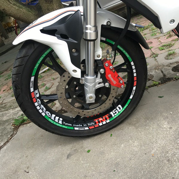 Suitable for Belini Red Baolong TNT150 wheel hub tire decals wheel frame decals reflective strip aperture English stickers