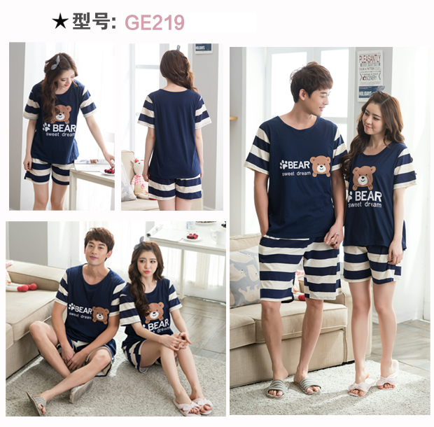 Bộ đồ ngủ mùa hè ngắn tay cotton mùa hè Bộ đồ ngủ cotton nam và nữ bộ phận mỏng phục vụ nhà đồ ngủ phù hợp với phụ nữ áo kiểu trung niên