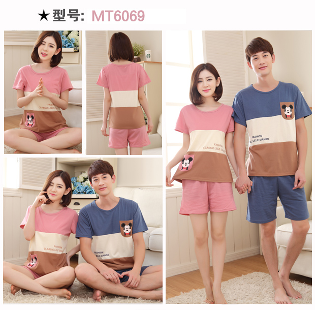 Bộ đồ ngủ mùa hè ngắn tay cotton mùa hè Bộ đồ ngủ cotton nam và nữ bộ phận mỏng phục vụ nhà đồ ngủ phù hợp với phụ nữ áo kiểu trung niên