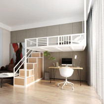 Provincial spatial multi-function wardrobe ladder loft elevated bed double-stall iron hammock small household loft bed