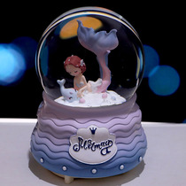 Dream Mermaid Princess Crystal Ball Music Box Girl Night Light Rotating Music Box Girl Childrens Birthday Gift