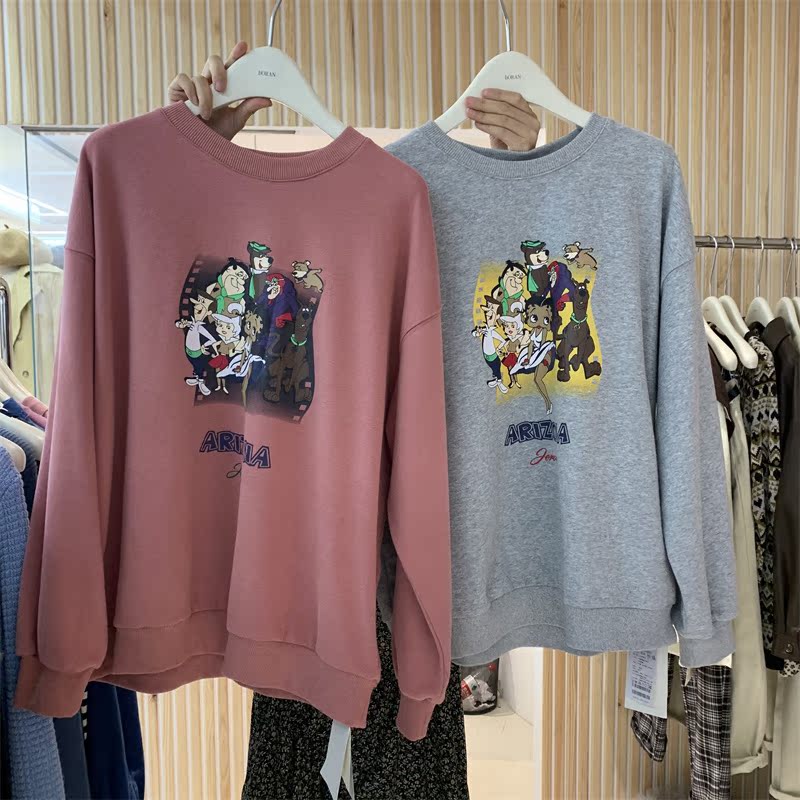 Guangzhou 13 line 2022 autumn new Han edition in super fire cartoon reduction jacket female relaxed leisure tops