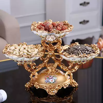 European-style grid dried fruit plate Luxury household candy plate decoration creative personality tray Living room coffee table fruit plate