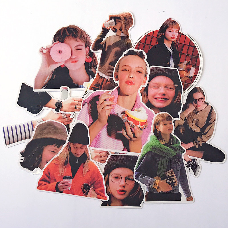 Loluo's junk journal ملصقات دفتر الأستاذ الرجعية الأوروبية والأمريكية مجلة عارضة الأزياء مواد دفتر الأستاذ للفتيات