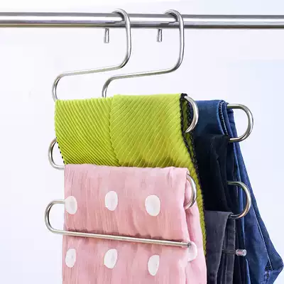 2 Multi-function magic S-type clothes pants hanging pants hanger pants rack pants clip multi-layer pants rack