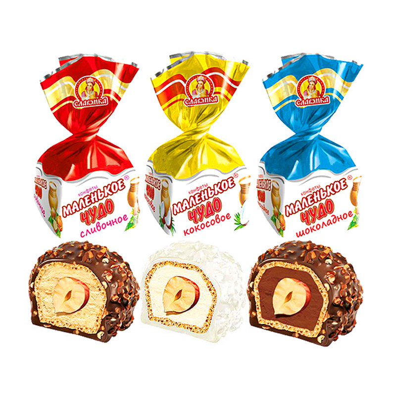 Russia imported Slavic milk pot sugar bulk wafer hazelnut chocolate wedding candy wedding candy three flavors 500g