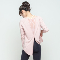 Yoga suit top womens long-sleeved loose sports T-shirt quick-drying thin running fitness suit set autumn fitness clothes