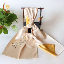 Hunan embroidery silk scarf hand-embroidered scarf as a gift Hunan style gift for elders teacher gift birthday gift for women