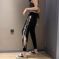 Spice girl jazz dance pants jazz sparkling sequins broken pants pair sweatpants split sports pants bunched feet trousers women