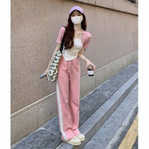 Lisa the same female group Wind Spice Girls Juzz Jazz Dance Costume Collage T-shirt Broadlegged Pants Two Suits Women