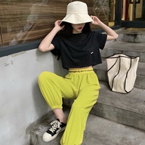 1M hip-hop jazz street dance practice pants for men and women thin high waist letter drape loose sports bunches