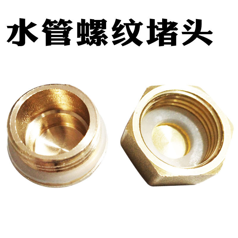 Brass plug water pipe plug thread buckle thread plug cap copper household inner hole outer wire plug head 4 points 1 2 with gasket