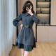 French knitted dress women's spring 2024 new temperament waist slimming Hepburn style shirt dress two-piece set