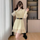 French knitted dress women's spring 2024 new temperament waist slimming Hepburn style shirt dress two-piece set