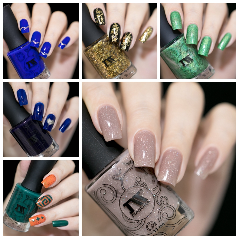 Russian pastoral cat Masura Nail polish Solid color nail oil sequins Royal blue mixed color 1080-1092 11ml