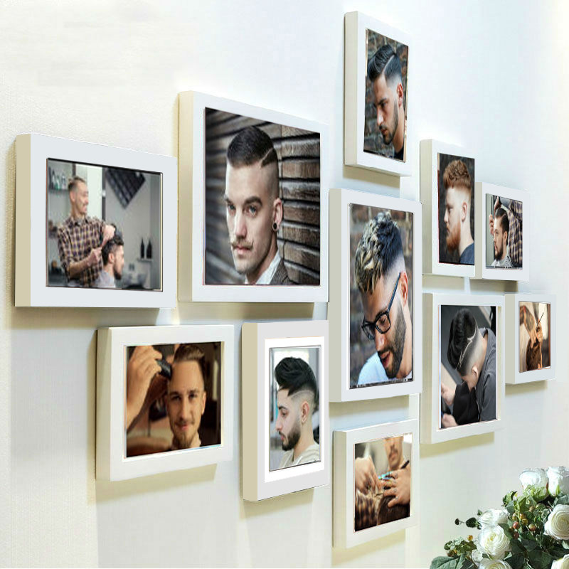 Professional Beauty Hair Shop Hairstyle Decoration Painting Hairdresist Shop Hung Painting Fresco Hair Salon Retro Personality Dyeing and Ironing Combined Photo Frame Wall