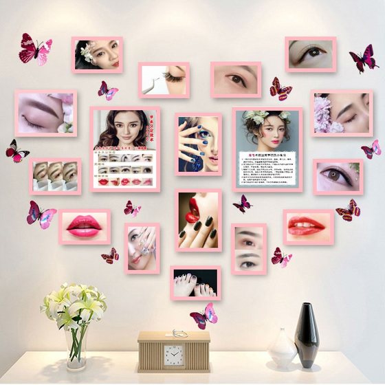 Beauty salon decorations, punch-free hanging, eyebrow, eye and lip micro-plastic surgery, background wall, manicure, semi-permanent tattoo, photo wall