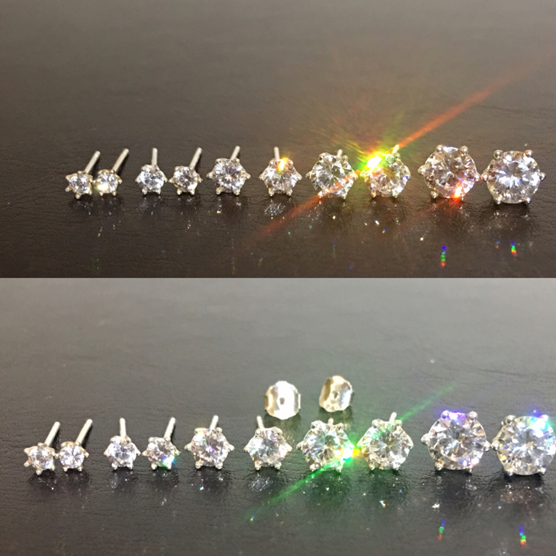 Factory customized ultra flash with fire color overall S925 pure silver thickened Six-claw water drill single diamond zircon nail
