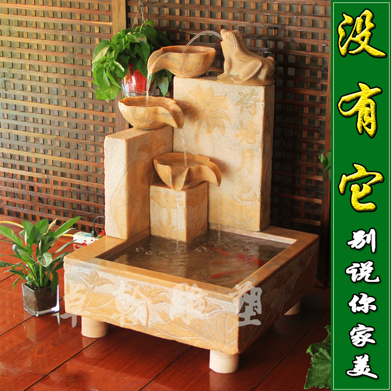 Stone Carving Flowing Water Swing Piece Night Red Lotus Pond Moon Color Indoor outside Fish Water Jingqing Stone Imitation Ancient Recruiting and Landing Fish Tank