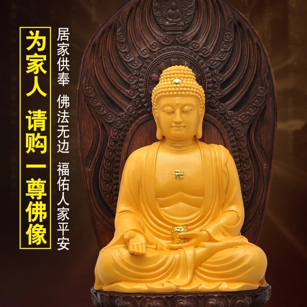 Golden Xiangyuan Wooden Seat Golden Body Hide king BodhisattBodhisattBodhisattva to BodhisattBodhisattva Buddha 48CM Buddha temple home