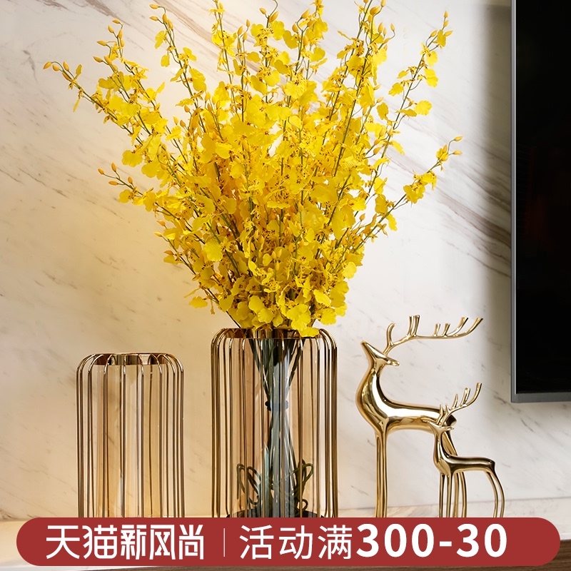 Light luxury glass vase decoration creative living room dry flower arrangement Floral modern entrance TV cabinet Dining table decoration