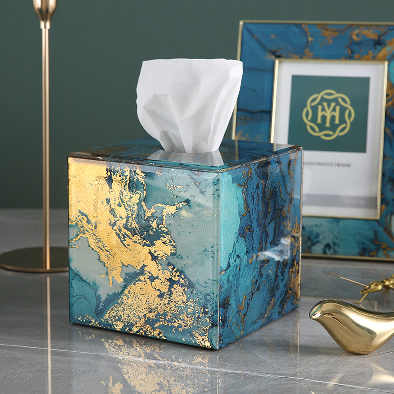 Light and luxurious tissue box lavish European style toilet paper box Creative napkin box tea table Decorative Pendulum of Removable Toilet Paper Box Square