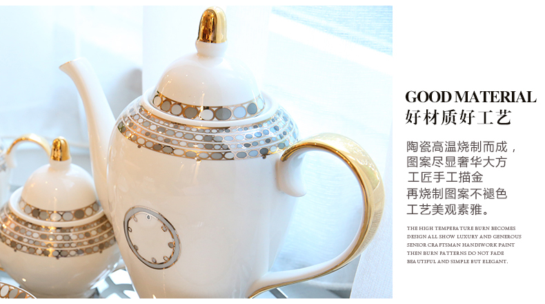 European home example room adornment sitting room tea table light key-2 luxury furnishing articles wind ceramic coffee set, tea set decoration