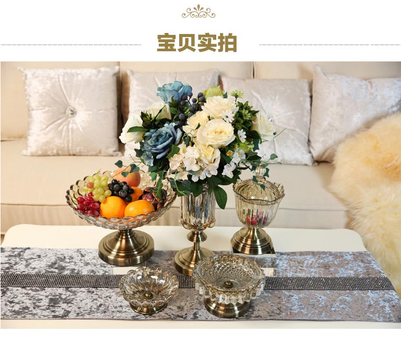 Trang trí nhà châu Âu đồ trang trí thủy tinh bát trái cây gạt tàn kẹo jar thiết lập nội thất phòng khách hiện đại phụ kiện trang trí kệ tivi