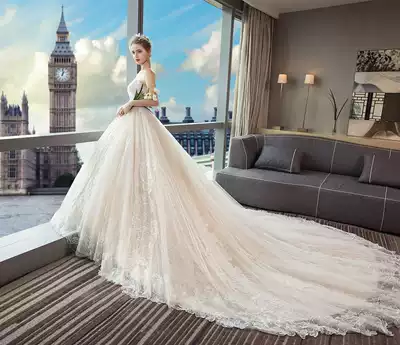 Wedding dress 2021 new long trailing Qi Dysen line bride winter temperament small woman master yarn Super fairy dream 2021