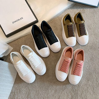 Nazha Style Canvas Shoes for Women 2025 New Thick-Soled Casual White Shoes Lace-Up Height-Increasing Sports Black and White Women's Shoes