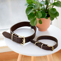 Head Layer Cow Leather Dog Apron Dog Collar Dog Collar Genuine Leather Large Dog Anti-Flea Gold Mau Leather Neck Ring Teddy Neck Ring