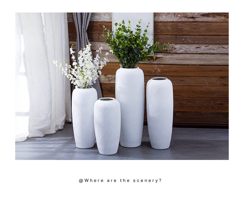 Jingdezhen ceramic vase furnishing articles thread landing large white flower arranging the sitting room is contracted modern new Chinese style living room