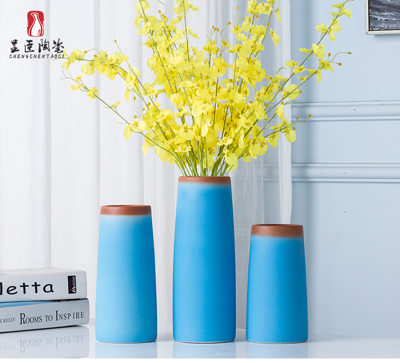 Jingdezhen boreal Europe style furnishing articles contracted wind blue vase sitting room tea table desktop flower vase vase