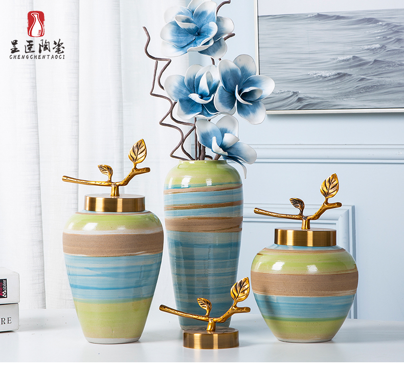 Jingdezhen porcelain furnishing articles sitting room tea table wine table decoration vase color ceramic bottle of flower arranging art suits for