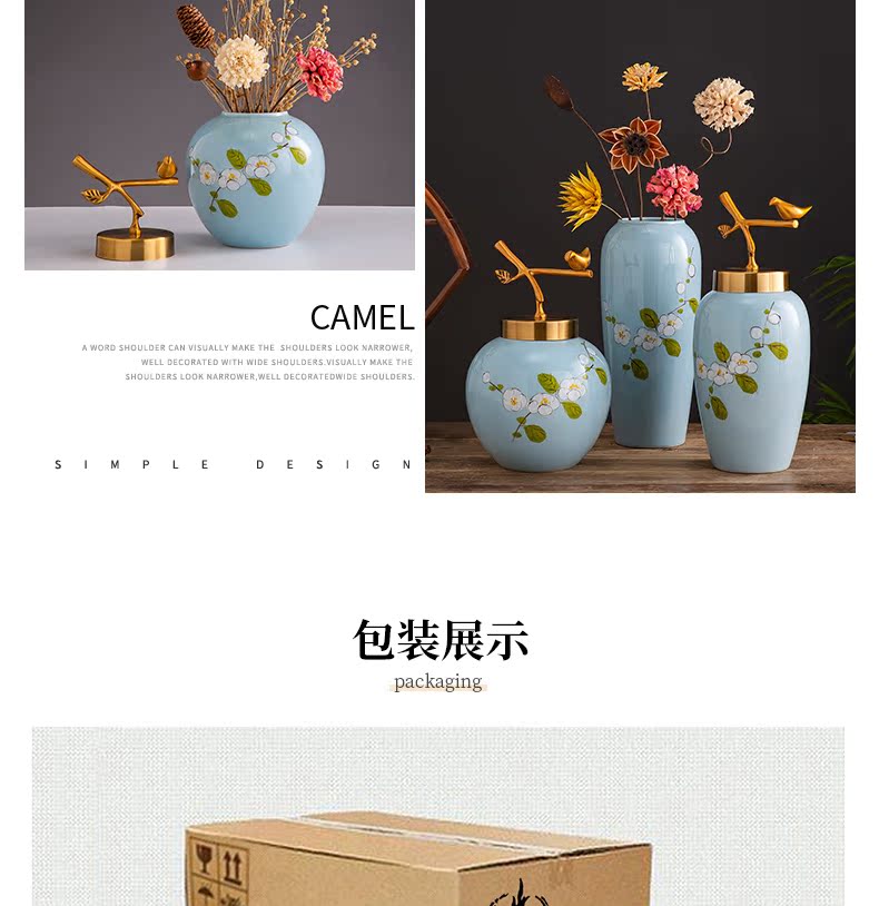 Jingdezhen ceramic furnishing articles contracted sitting room office flower arranging modern creative home decoration porcelain vase