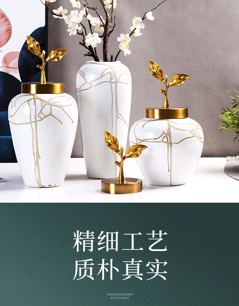 Jingdezhen new European - style decorative furnishing articles hotel example room living room TV cabinet mesa porch vases, flower decoration