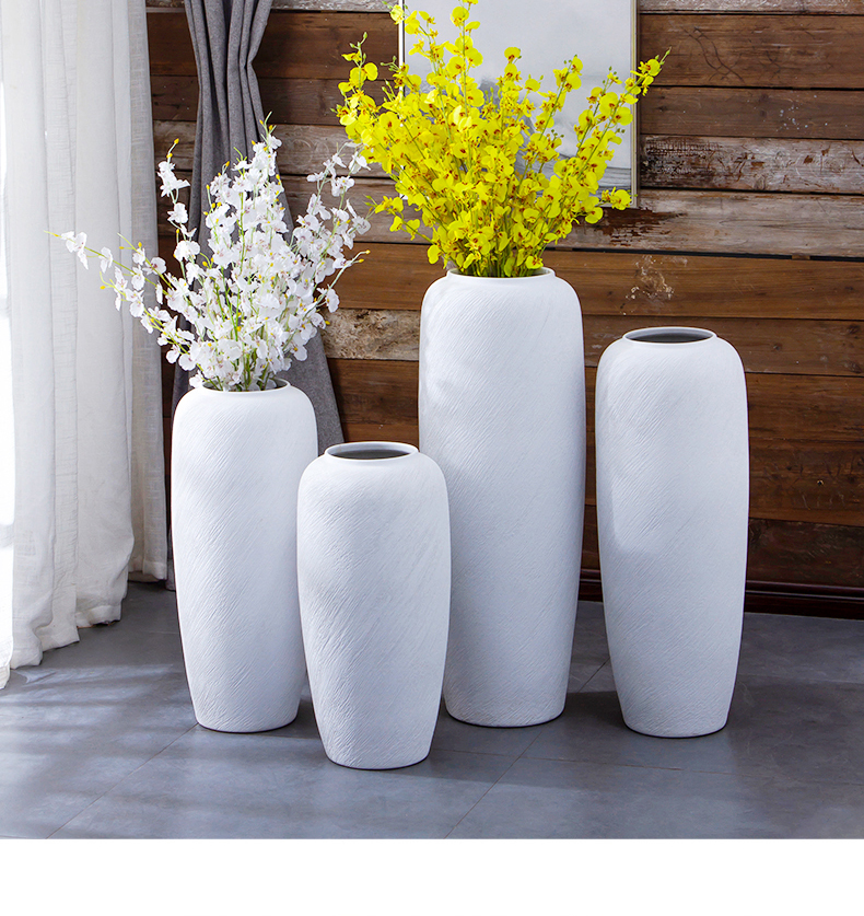 Jingdezhen ceramic vase furnishing articles thread landing large white flower arranging the sitting room is contracted modern new Chinese style living room