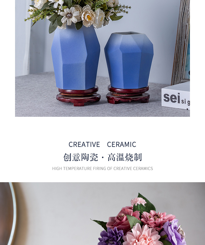 Jingdezhen ceramic Nordic vase contracted TV ark of desk of I sitting room porch creative furnishing articles dried flower vase