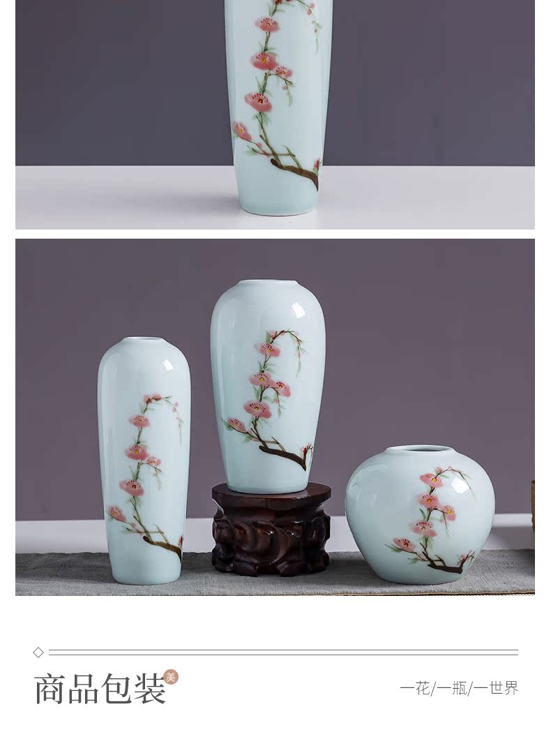 Jingdezhen manual painting ceramic vases, modern creative tea table desktop furnishing articles decorations suit flower vase