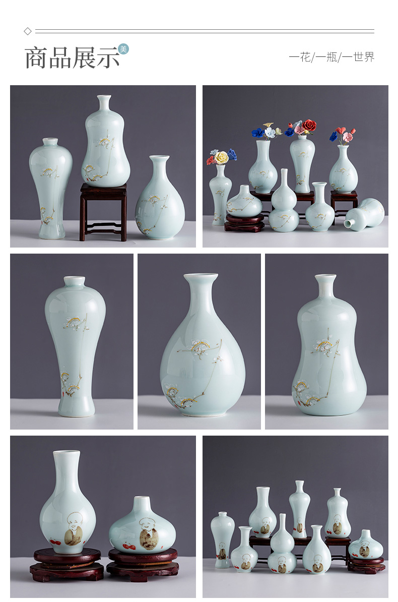 Jingdezhen contracted the new Chinese style is I ceramic floret bottle furnishing articles porch office desk table flower decoration