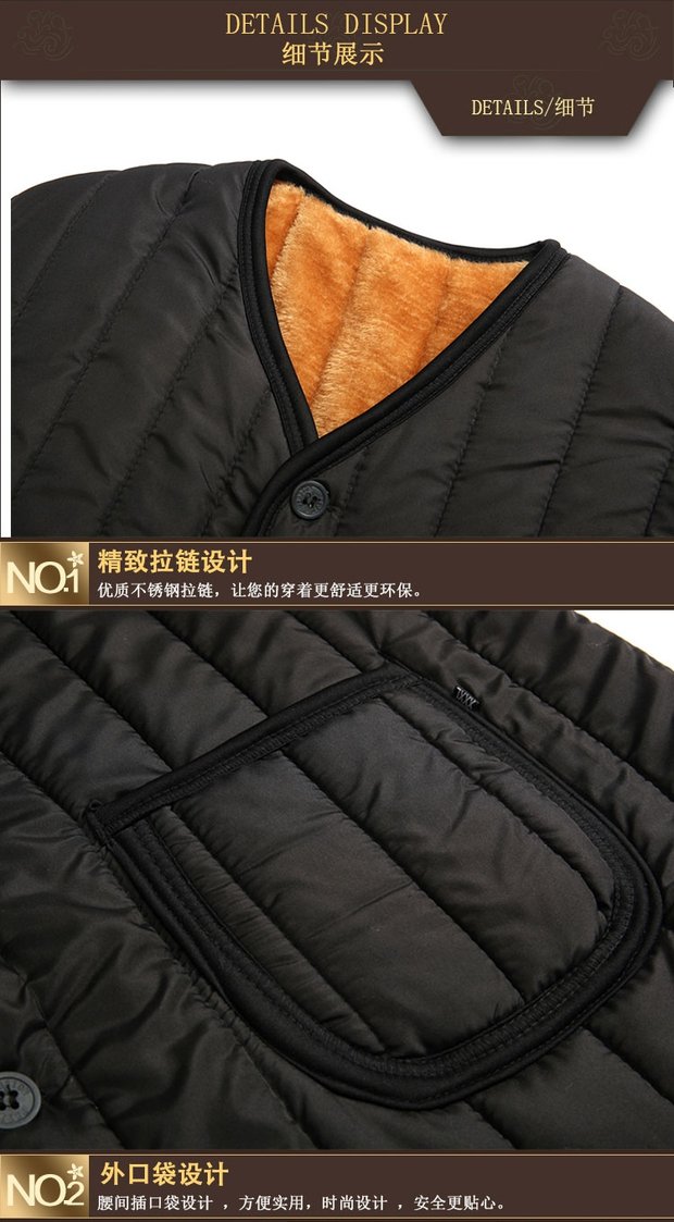 Mùa thu và mùa đông cộng với kích thước cộng với áo nhung cotton ấm áp của bố trung niên vest vest vest vest trung niên áo 3 lỗ nam
