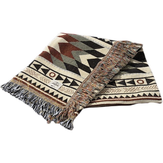 Mu Gaodi outdoor exquisite camping jacquard shawl blanket thickened cover blanket double-sided home carpet cotton blanket