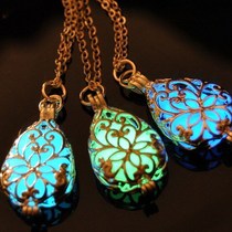 New Glow In The Dark Locket Silver Hollow Glowing Stone Pend