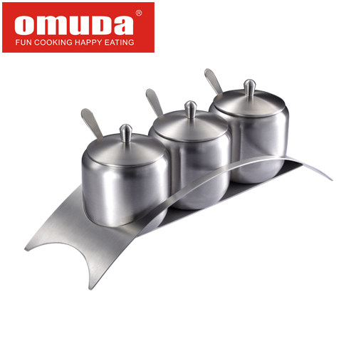 European and American da seasoning jar seasoning 304 stainless steel kitchen storage bottle Multi oil salt tank combined with spoon promotion