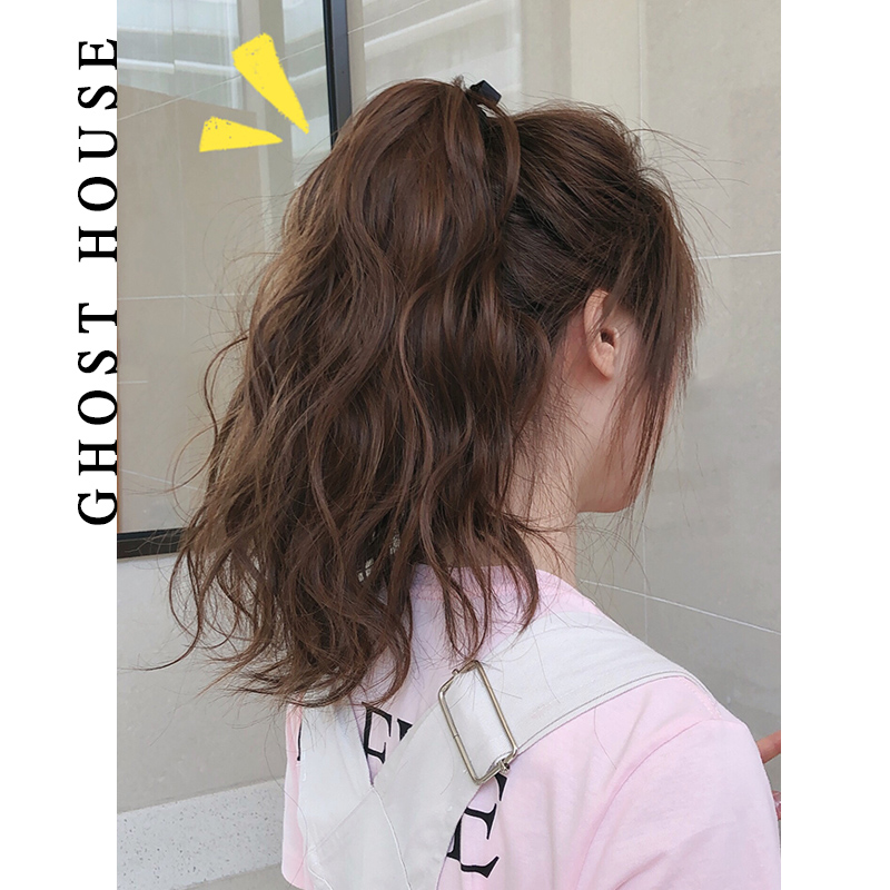 (Student Party) Ghost Ghost home Corn Requires Horsetail Wig Female Strap Style Big Wave Short Curly Hair Nature